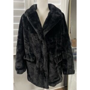 NEW Relish Noless Black Panther Faux Fur Teddy‎ Coat Jacket Women Size S